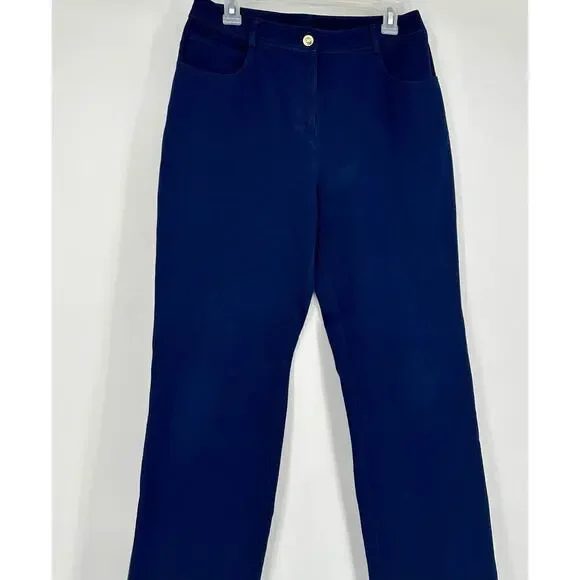 St. John Collection Twill Straight Leg Pant Size 6 Navy - Picture 4 of 10